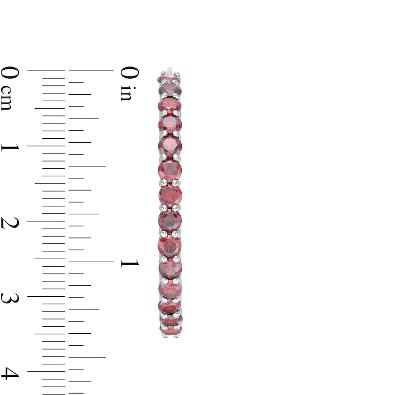 Main Image 3 of 3.0mm Garnet Hoop Earrings in Sterling Silver