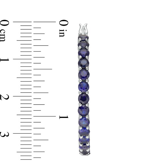 3.0mm Lab-Created Blue Sapphire Hoop Earrings in Sterling Silver
