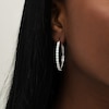Thumbnail Image 2 of 3.0mm Lab-Created Opal Hoop Earrings in Sterling Silver