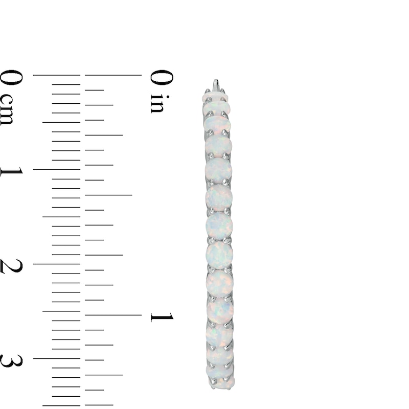 Main Image 3 of 3.0mm Lab-Created Opal Hoop Earrings in Sterling Silver