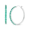 Thumbnail Image 1 of 3.0mm Lab-Created Emerald Hoop Earrings in Sterling Silver