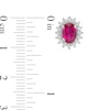 Oval Lab-Created Ruby and White Sapphire Starburst Frame Stud Earrings in Sterling Silver
