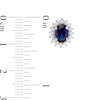 Oval Lab-Created Blue and White Sapphire Starburst Frame Stud Earrings in Sterling Silver