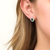Thumbnail Image 2 of Oval Lab-Created Emerald and White Sapphire Starburst Frame Stud Earrings in Sterling Silver