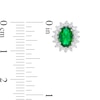 Thumbnail Image 3 of Oval Lab-Created Emerald and White Sapphire Starburst Frame Stud Earrings in Sterling Silver