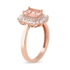 Thumbnail Image 1 of Emerald-Cut Morganite and 0.25 CT. T.W. Baguette and Round Diamond Double Frame Ring in 10K Rose Gold