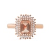 Thumbnail Image 2 of Emerald-Cut Morganite and 0.25 CT. T.W. Baguette and Round Diamond Double Frame Ring in 10K Rose Gold