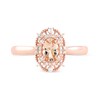 Thumbnail Image 2 of Oval Morganite and 0.10 CT. T.W. Diamond Bead Frame Sunburst Ring in 10K Rose Gold