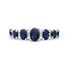 Thumbnail Image 2 of Oval Blue Sapphire and 0.15 CT. T.W. Diamond Graduated Seven Stone Alternating Trios Ring in 10K White Gold