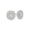 Thumbnail Image 0 of 1.00 CT. T.W. Composite Diamond Double Cushion Scallop Frame Stud Earrings in 10K White Gold