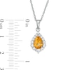 Pear-Shaped Citrine and Lab-Created White Sapphire Frame Pendant and Stud Earrings Set in Sterling Silver