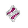 Thumbnail Image 0 of Graduated Lab-Created Ruby and White Sapphire Triple Row Bypass Loop Ribbon Ring in Sterling Silver