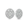 1.00 CT. T.W. Composite Diamond Double Oval Scallop Frame Stud Earrings in 10K White Gold