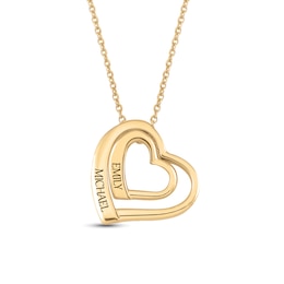 Couple's Engravable Tilted Double Row Heart Pendant (2 Lines)