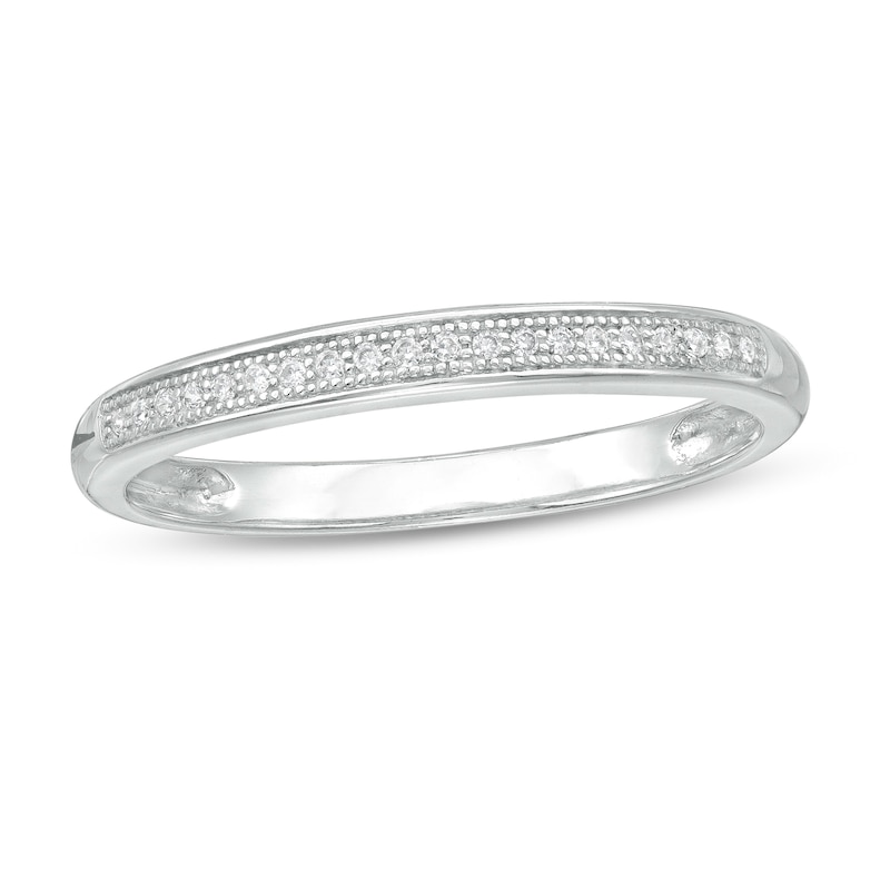 0.04 CT. T.W. Diamond Vintage-Style Anniversary Band in 10K White Gold