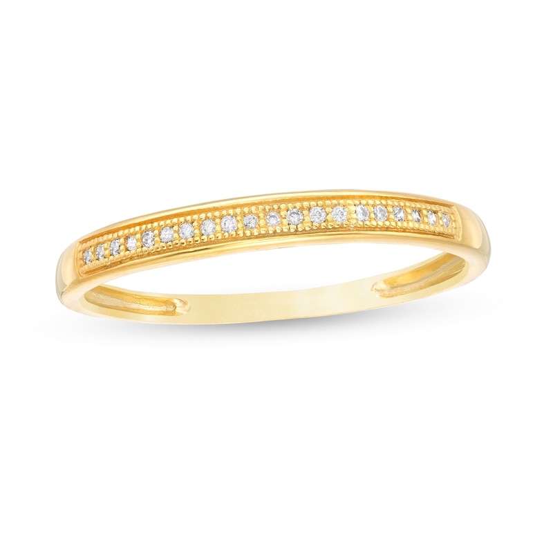 Main Image 1 of 0.04 CT. T.W. Diamond Vintage-Style Anniversary Band in 10K Gold
