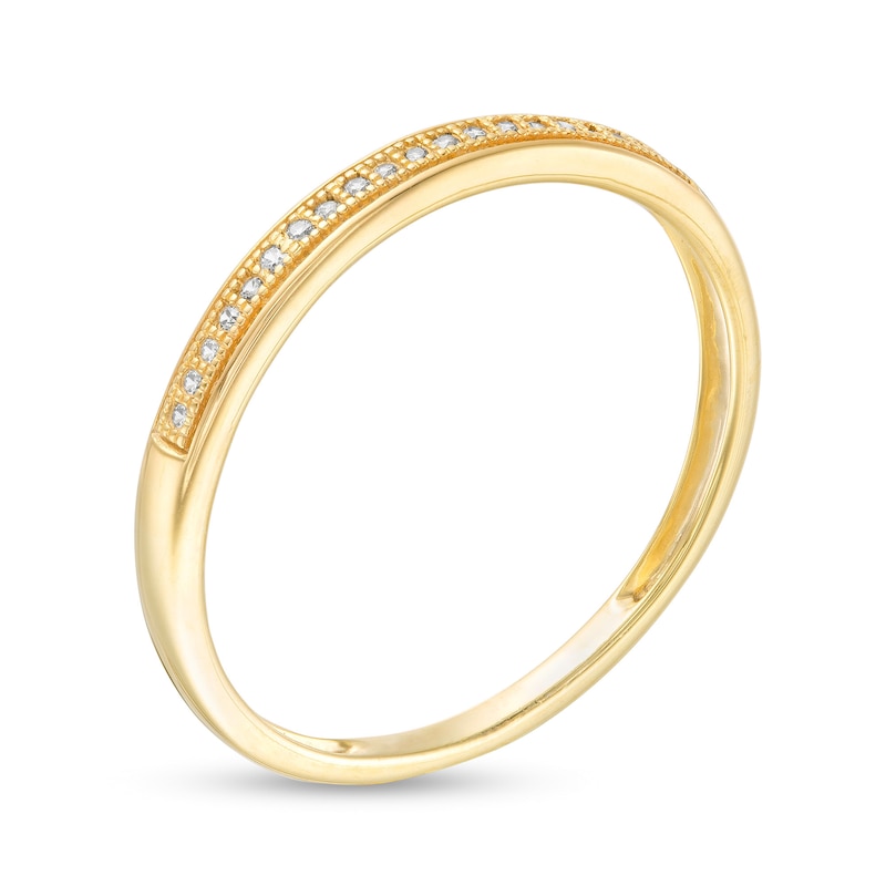 Main Image 3 of 0.04 CT. T.W. Diamond Vintage-Style Anniversary Band in 10K Gold