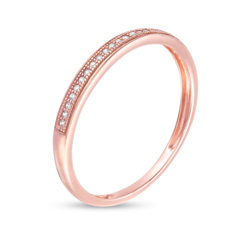 Main Image 3 of 0.04 CT. T.W. Diamond Vintage-Style Anniversary Band in 10K Rose Gold