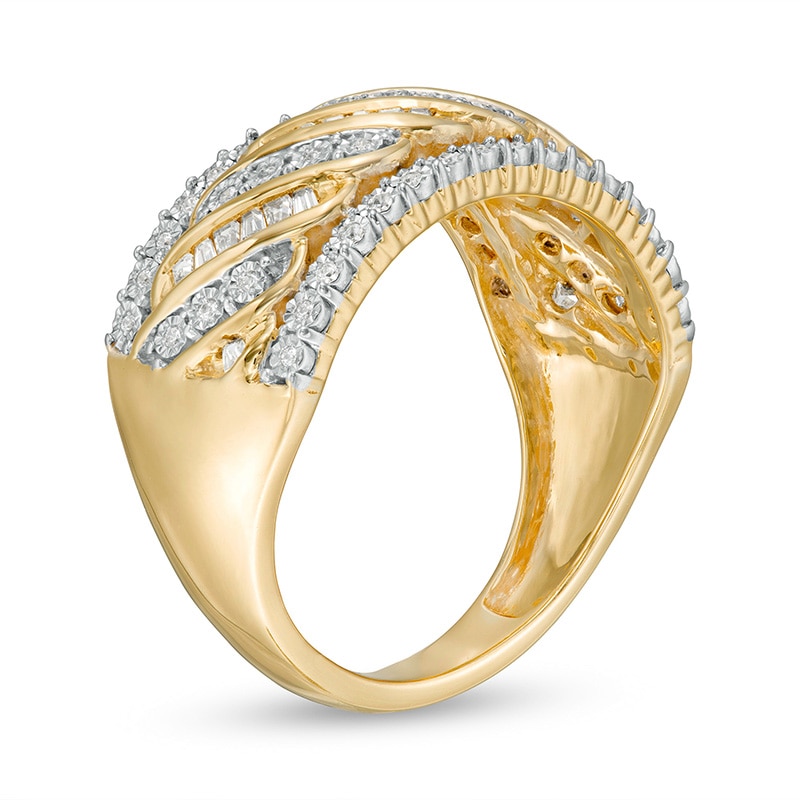 0.33 CT. T.W. Diamond Edge Cascading Waves Anniversary Ring in 10K Gold