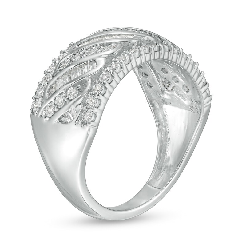 Main Image 3 of 0.33 CT. T.W. Diamond Edge Cascading Waves Anniversary Ring in 10K White Gold