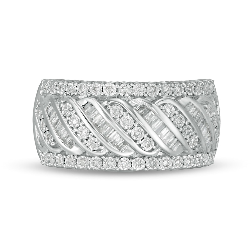 Main Image 4 of 0.33 CT. T.W. Diamond Edge Cascading Waves Anniversary Ring in 10K White Gold