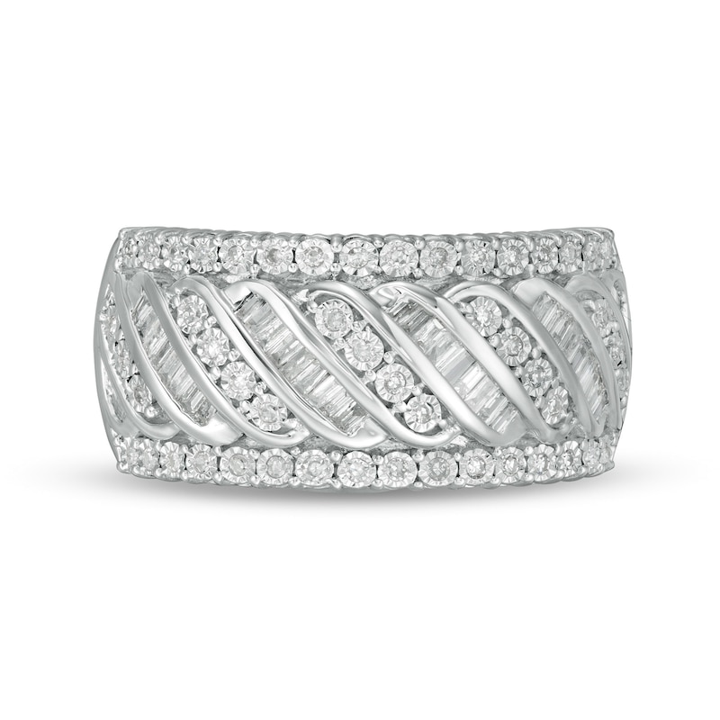 0.33 CT. T.W. Diamond Edge Cascading Waves Anniversary Ring in 10K White Gold