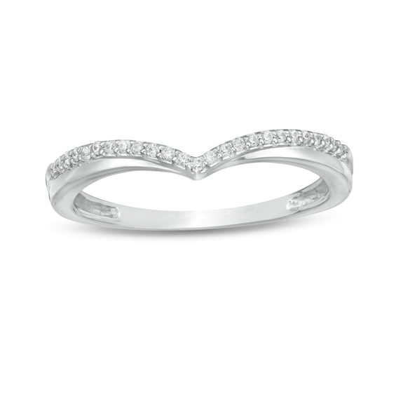 0.10 CT. T.W. Diamond Chevron Anniversary Band in 10K White Gold ...