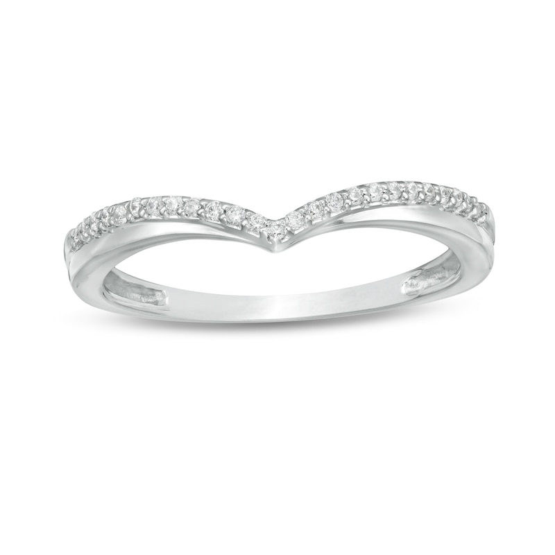 Main Image 1 of 0.10 CT. T.W. Diamond Chevron Anniversary Band in 10K White Gold