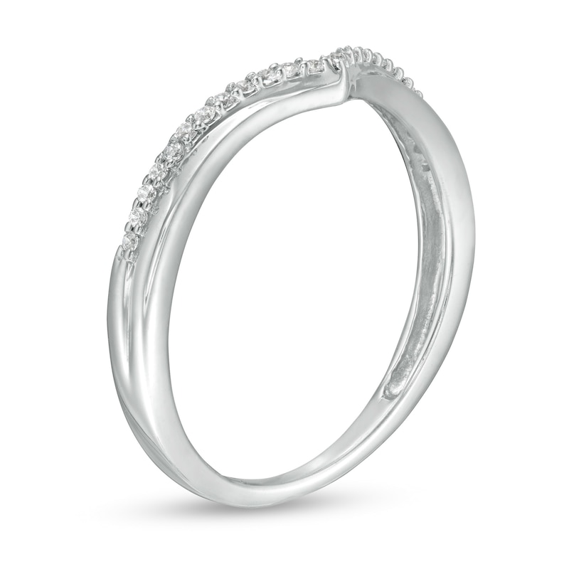 Main Image 3 of 0.10 CT. T.W. Diamond Chevron Anniversary Band in 10K White Gold