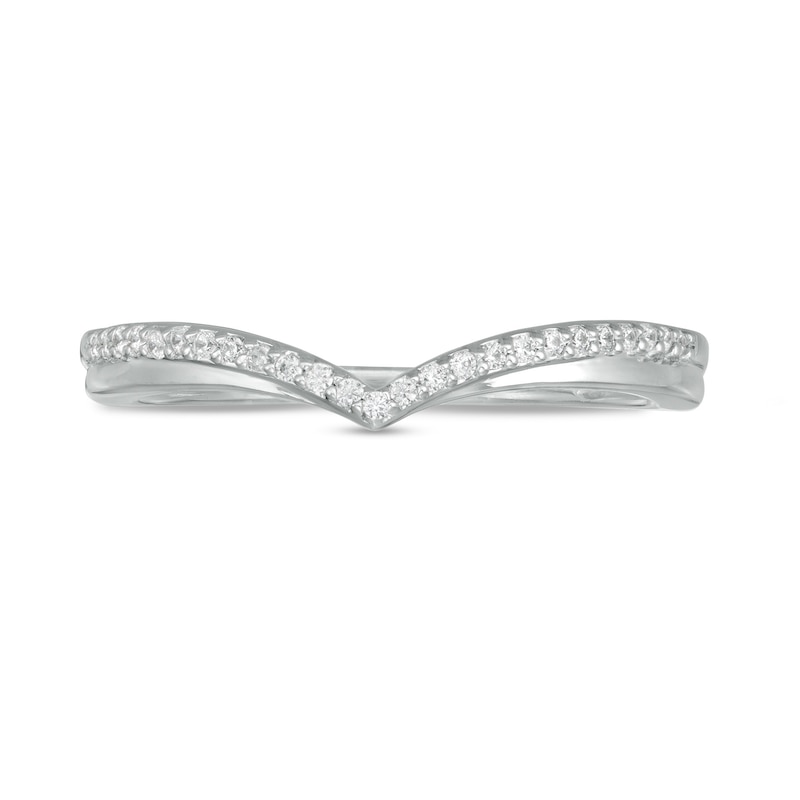 Main Image 4 of 0.10 CT. T.W. Diamond Chevron Anniversary Band in 10K White Gold