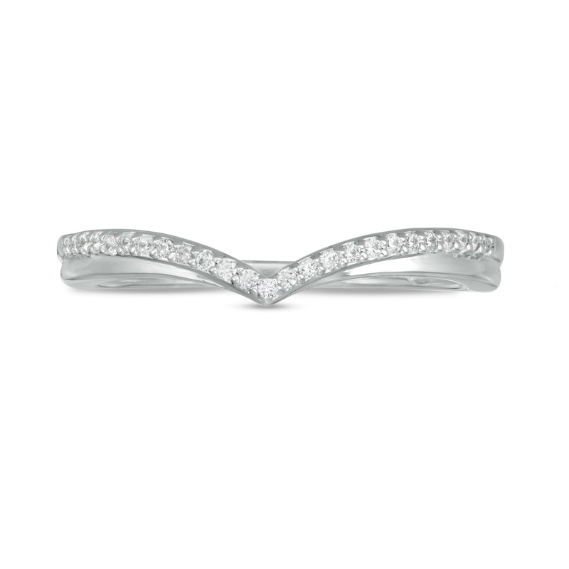 0.10 CT. T.W. Diamond Chevron Anniversary Band in 10K White Gold