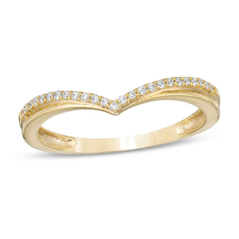 Main Image 1 of 0.10 CT. T.W. Diamond Chevron Anniversary Band in 10K Gold