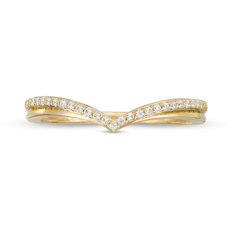 Main Image 4 of 0.10 CT. T.W. Diamond Chevron Anniversary Band in 10K Gold