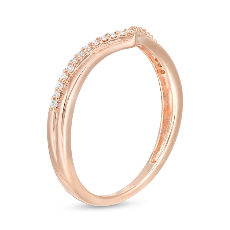 Main Image 3 of 0.10 CT. T.W. Diamond Chevron Anniversary Band in 10K Rose Gold
