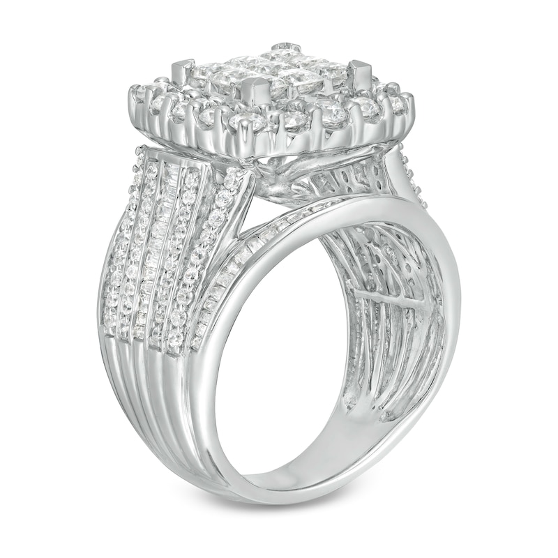 3.00 CT. T.W. Princess-Cut Composite Diamond Frame Multi-Row Engagement Ring in 10K White Gold