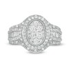1.00 CT. T.W. Composite Oval Diamond Frame Multi-Row Engagement Ring in 10K White Gold