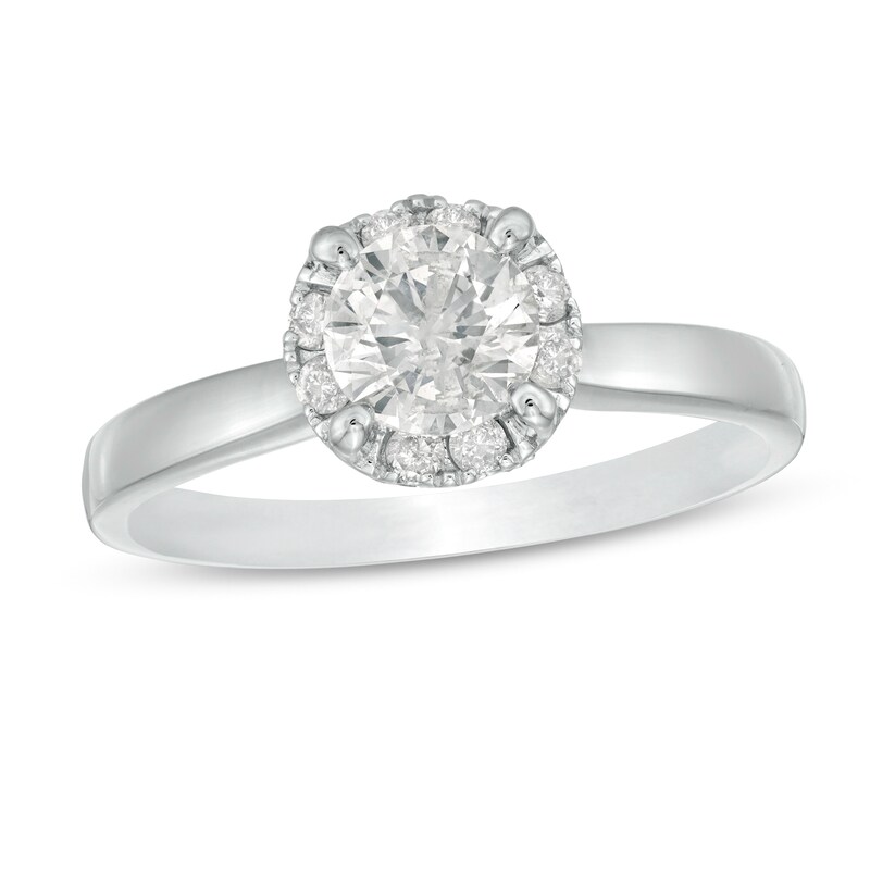 Main Image 1 of 1.00 CT. T.W. Diamond Gallery Frame Engagement Ring in 14K White Gold (J/I3)