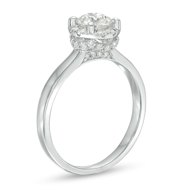 Main Image 3 of 1.00 CT. T.W. Diamond Gallery Frame Engagement Ring in 14K White Gold (J/I3)
