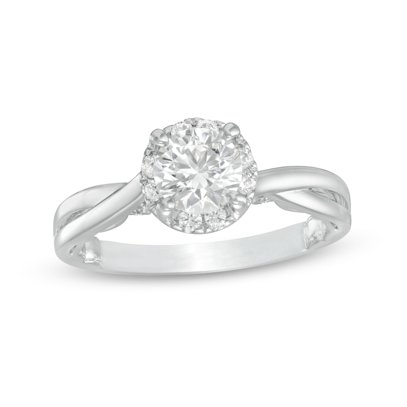 Main Image 1 of 1.00 CT. T.W. Diamond Split Shank Engagement Ring in 14K White Gold (J/I3)