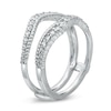 Thumbnail Image 3 of 0.37 CT. T.W. Diamond Rope-Textured Double Row Contour Solitaire Enhancer in 14K White Gold