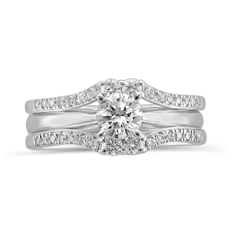 Main Image 4 of 0.29 CT. T.W. Diamond Contour Solitaire Enhancer in 14K White Gold