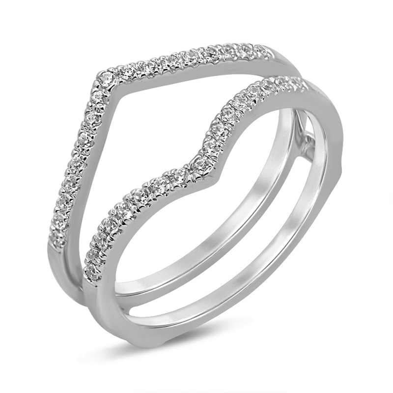 Main Image 3 of 0.18 CT. T.W. Diamond Chevron Solitaire Enhancer in 10K White Gold