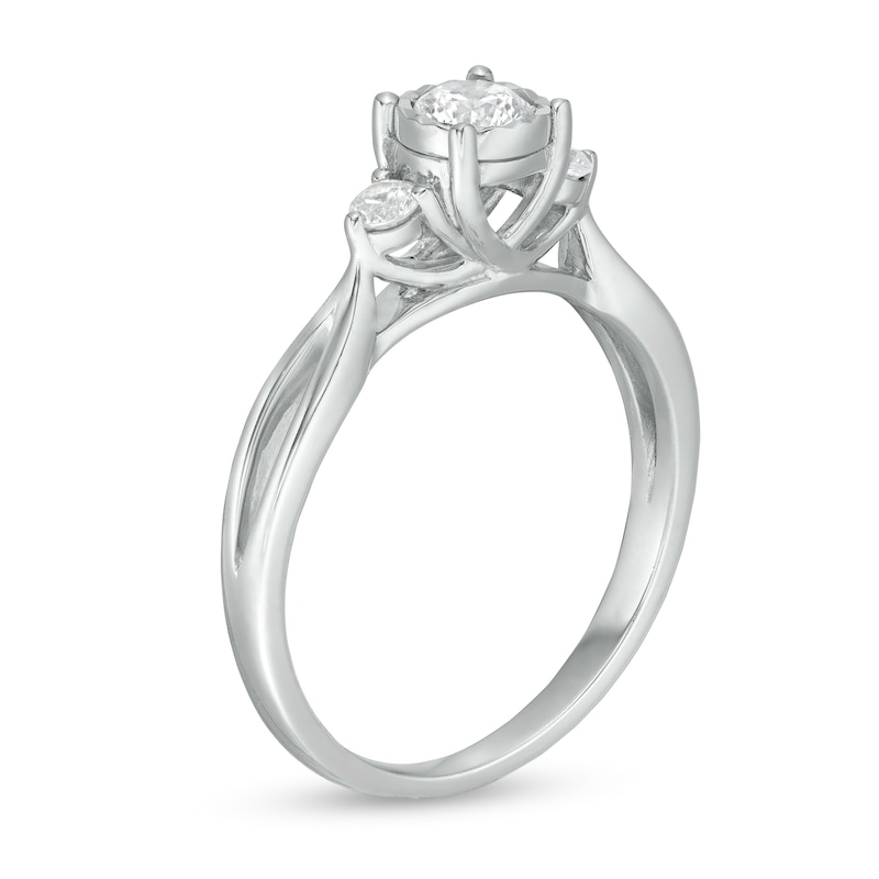 Main Image 3 of 0.50 CT. T.W. Diamond Past Present Future® Split Shank Engagement Ring in 10K White Gold