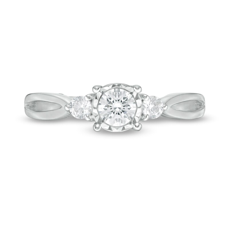 0.50 CT. T.W. Diamond Past Present Future® Split Shank Engagement Ring in 10K White Gold