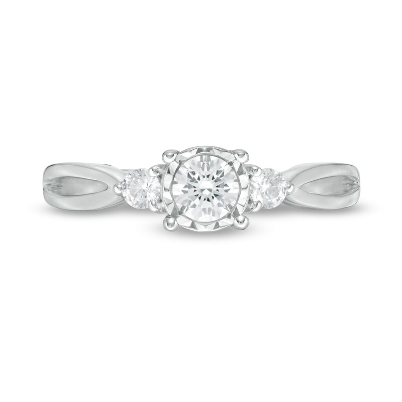 Main Image 4 of 0.50 CT. T.W. Diamond Past Present Future® Split Shank Engagement Ring in 10K White Gold