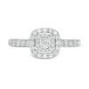 0.25 CT. T.W. Diamond Double Cushion Frame Promise Ring in 10K White Gold