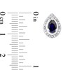 Thumbnail Image 2 of Pear-Shaped Blue Sapphire and 0.07 CT. T.W. Diamond Frame Vintage-Style Stud Earrings in 10K White Gold