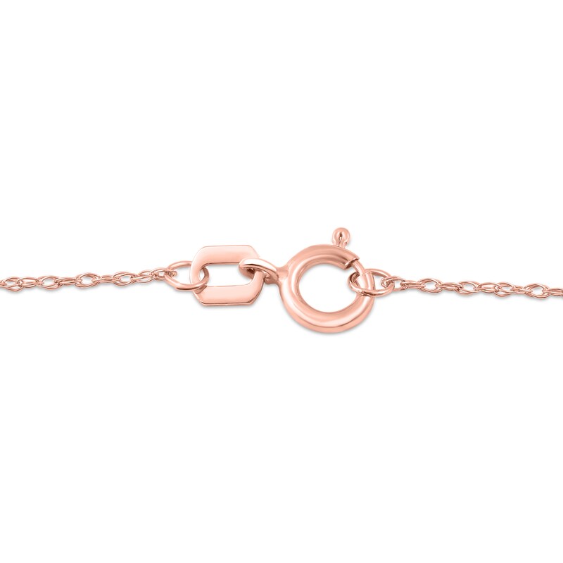Oval Aquamarine and Diamond Accent Graduated Linear Five Stone Drop Pendant in 10K Rose Gold