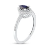 Thumbnail Image 2 of Pear-Shaped Blue Sapphire and 0.09 CT. T.W. Diamond Frame Vintage-Style Ring in 10K White Gold
