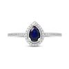 Thumbnail Image 2 of Pear-Shaped Blue Sapphire and 0.10 CT. T.W. Diamond Frame Vintage-Style Ring in 10K White Gold